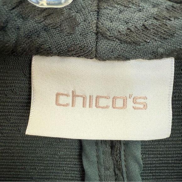 Chico’s Textured Drape Front Jacket Blazer Evergreen Forest Green Sz 8-NWT - Picture 11 of 12